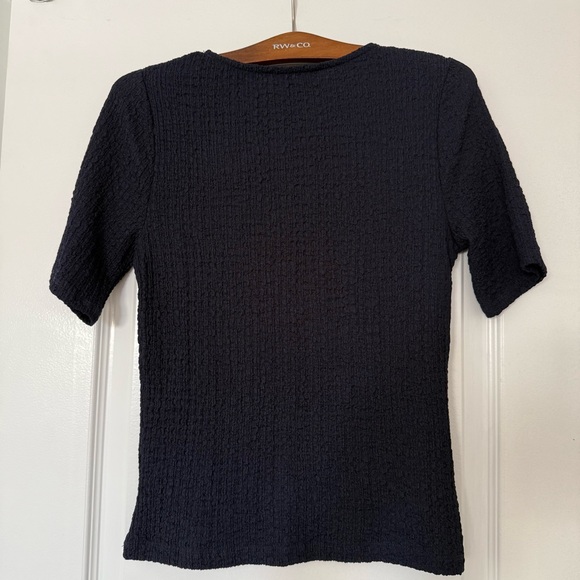 Reitmans Navy Textured Short-Sleeve Scoop-Neck Top - Picture 2 of 2